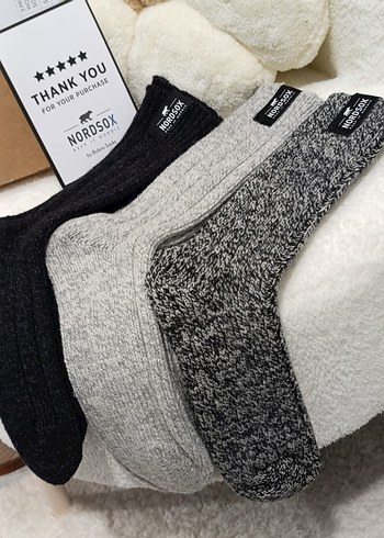 Nordsox Erkek Gri Midi Yün Çorap 3'lü Set - Görsel 7