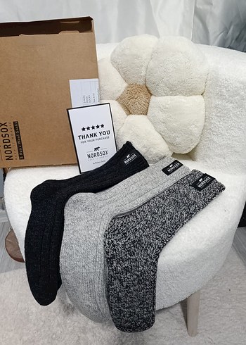 Nordsox Erkek Gri Midi Yün Çorap 3'lü Set - Görsel 6