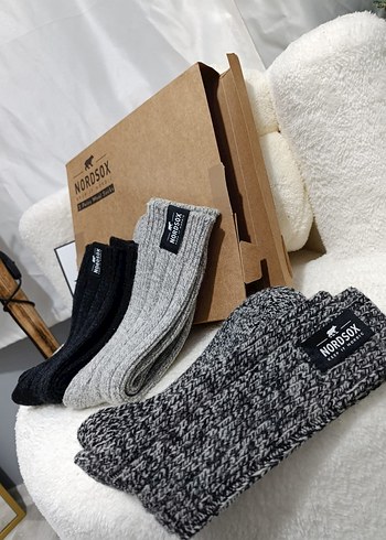 Nordsox Erkek Gri Midi Yün Çorap 3'lü Set - Görsel 3