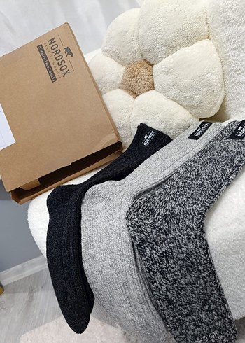Nordsox Erkek Gri Midi Yün Çorap 3'lü Set - Görsel 2