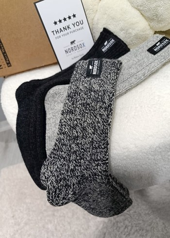 Nordsox Erkek Gri Midi Yün Çorap 3'lü Set - Görsel 9