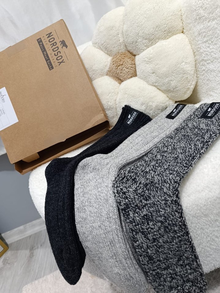 Nordsox Erkek Gri Midi Yün Çorap 3'lü Set - Görsel 2