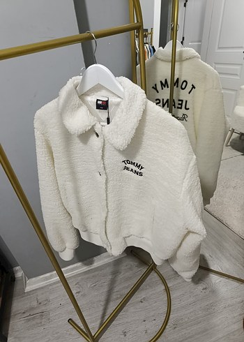 Tommy Jeans Beyaz Peluş Kadın Mont - Görsel 5