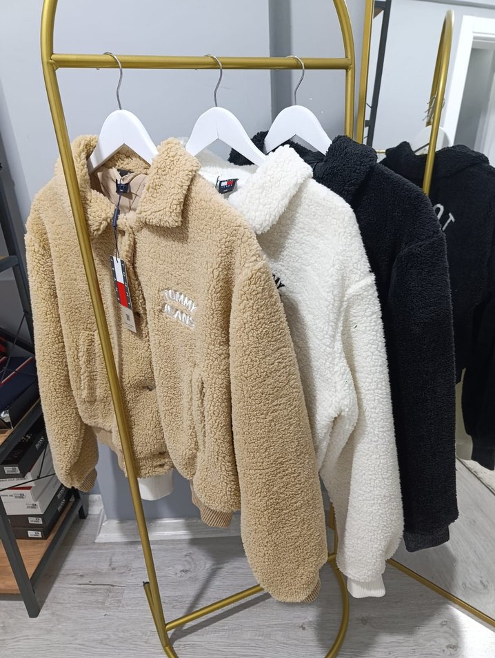 Kadın Altın Renkli Peluş Ceket - Görsel 2