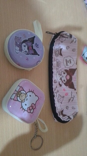 Kuromi + hello kitty metal kalemlik ve bez kalemlik 