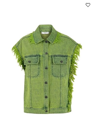 Twist raw edge detaylı lime jean yelek