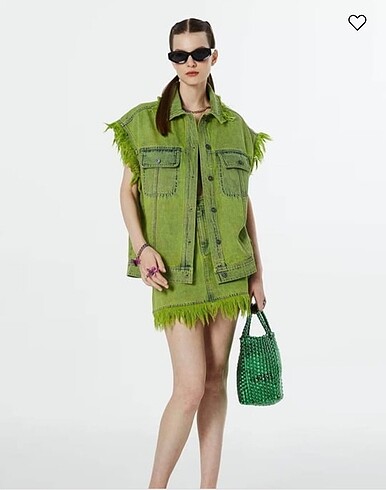 Twist Twist raw edge detaylı lime jean yelek