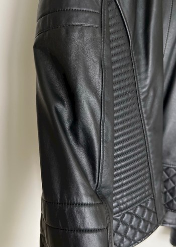 Siyah Deri Biker Ceket - Görsel 8