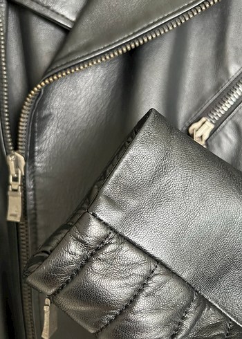 Siyah Deri Biker Ceket - Görsel 7