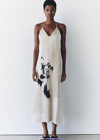 Zara desenli slip elbise