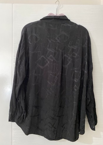 Zara Düğmeli Siyah Uzun Kollu jakarlı gömlek