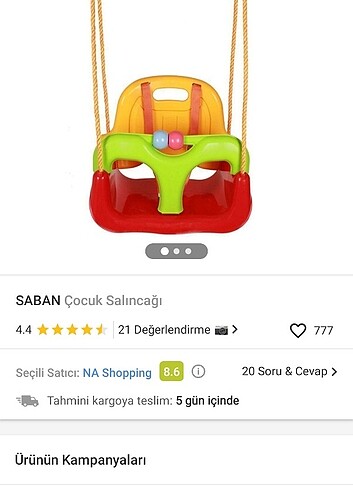 Çocuk salıncak 