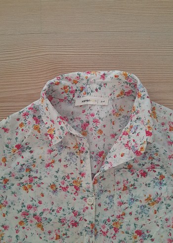 Çiçek Desenli Uzun Kollu Kız Gömlek - Görsel 3