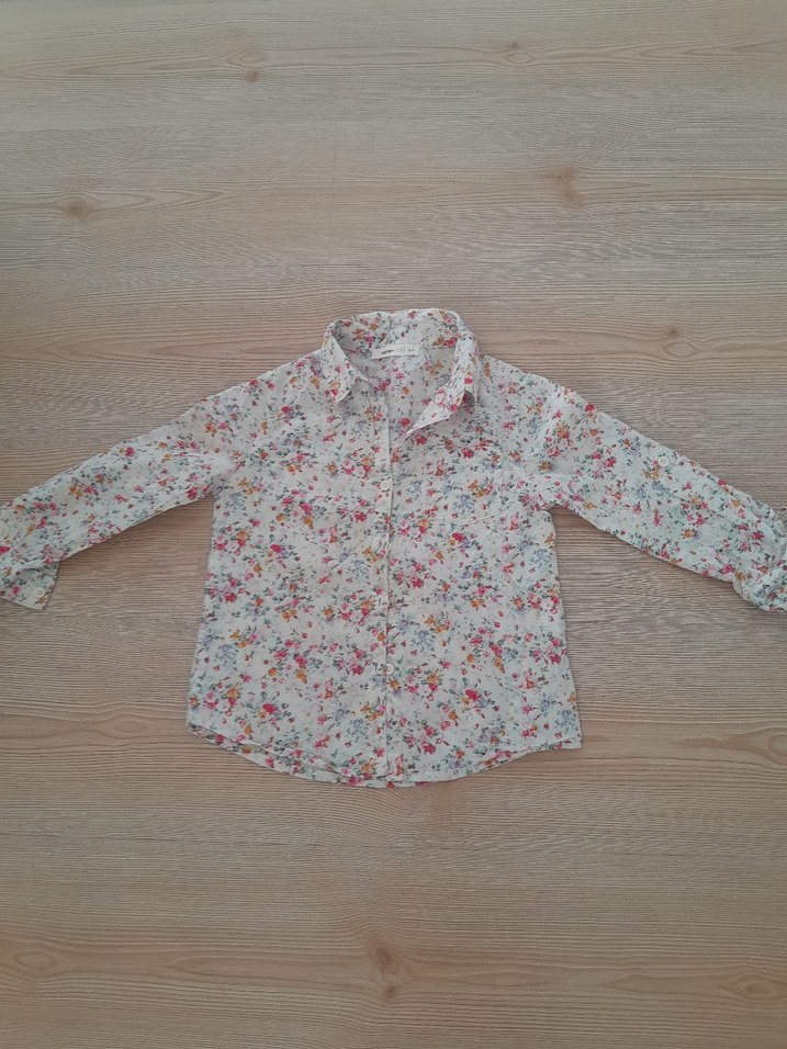Çiçek Desenli Uzun Kollu Kız Gömlek - Görsel 2