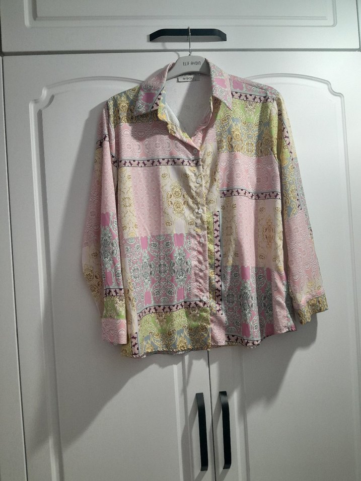 Bohem Uzun Kollu Düğmeli Mini Kadın Gömlek - Görsel 2