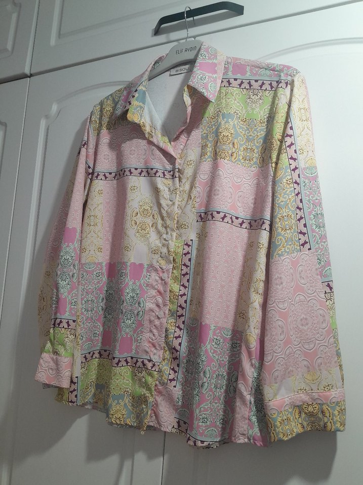 Bohem Uzun Kollu Düğmeli Mini Kadın Gömlek - Görsel 4