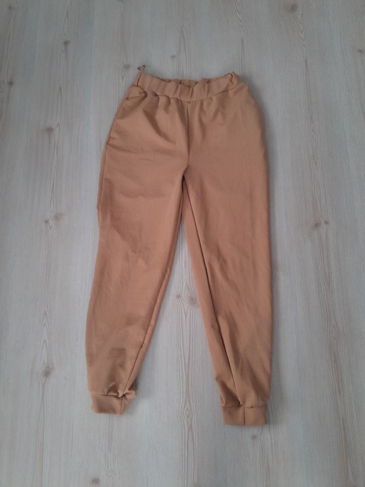 koyu Camel rengi lastikli pantolon - Görsel 3