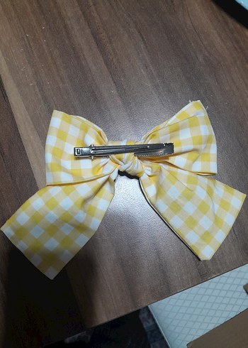 Bohem Sarı Ekose Fiyonk Saç Aksesuarı - Görsel 4