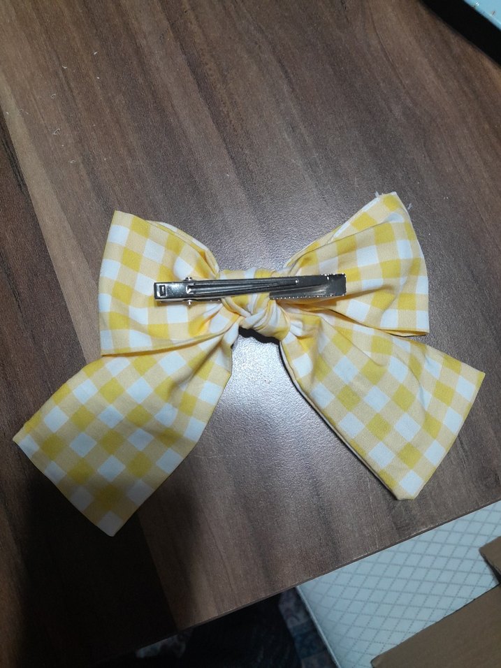 Bohem Sarı Ekose Fiyonk Saç Aksesuarı - Görsel 4