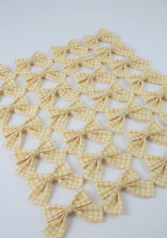 Bohem Sarı Ekose Fiyonk Saç Aksesuarı - Görsel 2