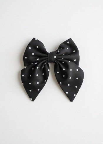 Beyaz Puantiyeli Parlak Fiyonk Saç Aksesuarı - Görsel 2