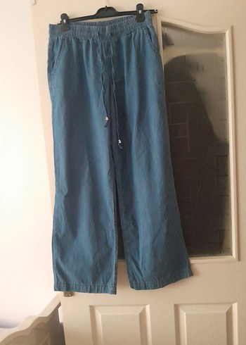 Gri Mavi Bol Kesim Denim Kadın Pantolon