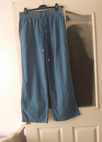 Lc Waikiki Home Gri Mavi Bol Kesim Denim Kadın Pantolon