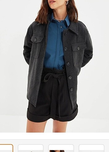 Ovarsize kalın midi ceket - Görsel 2