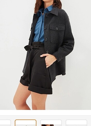 Ovarsize kalın midi ceket - Görsel 3