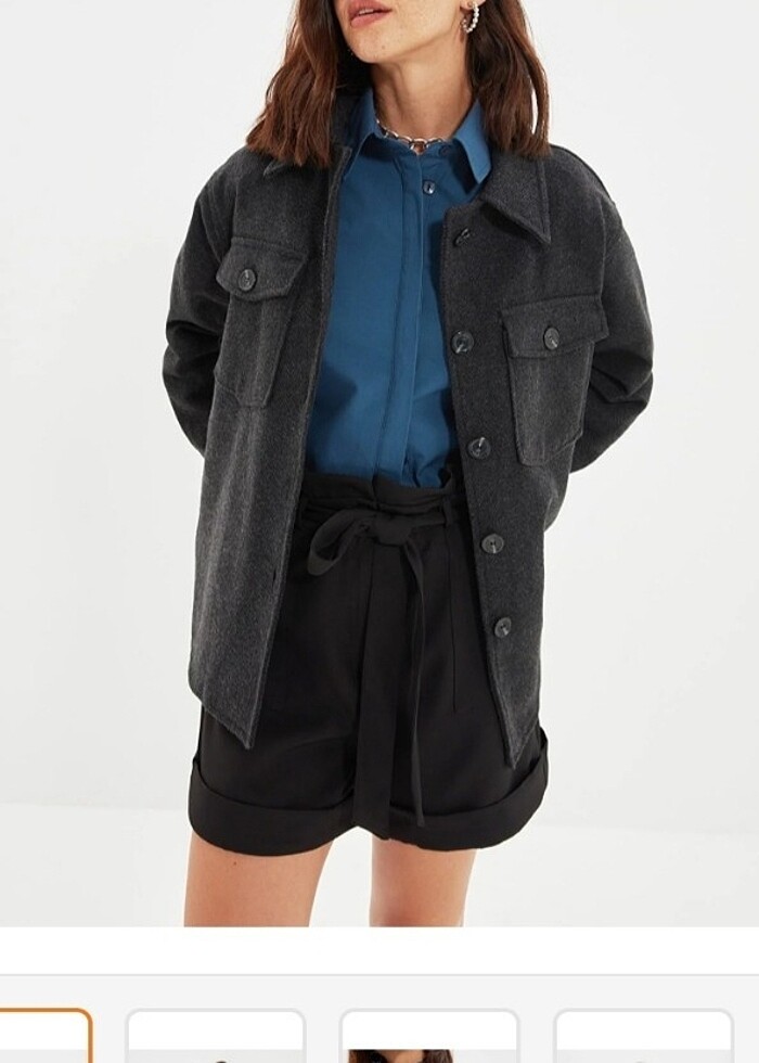 Ovarsize kalın midi ceket - Görsel 2