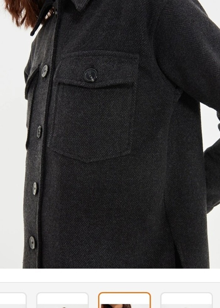 Ovarsize kalın midi ceket - Görsel 4