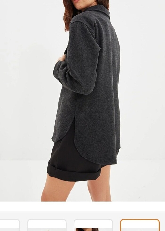 Ovarsize kalın midi ceket - Görsel 5