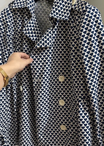 Düğmeli, Midi Boy, Yılan Desenli Kadın Kaban - Görsel 3