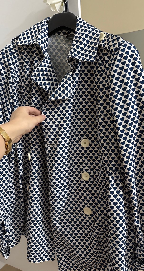 Düğmeli, Midi Boy, Yılan Desenli Kadın Kaban - Görsel 3