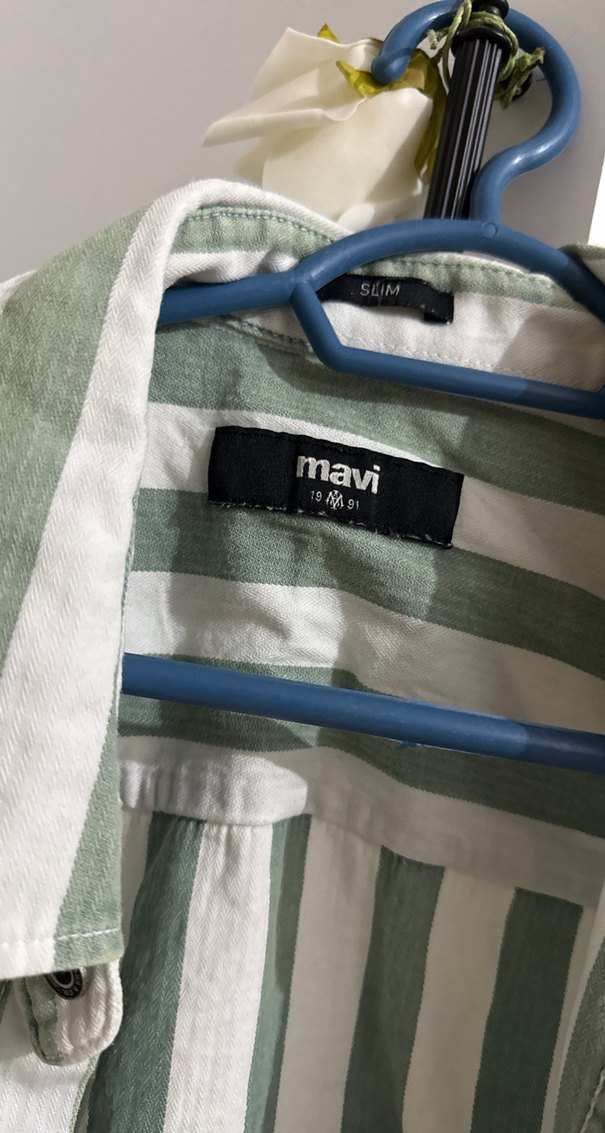 Yeşil Çizgili Keten Erkek Gömlek - Görsel 3