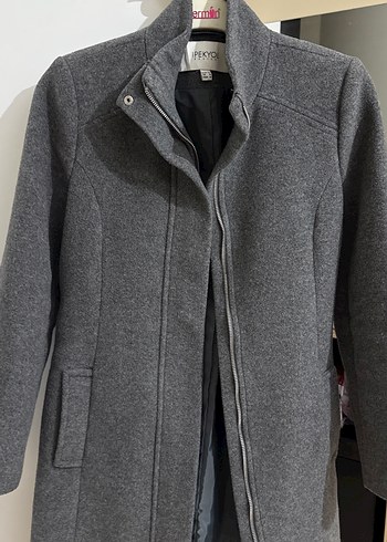 Gri Düz Kışlık Kadın Kaban - Görsel 2