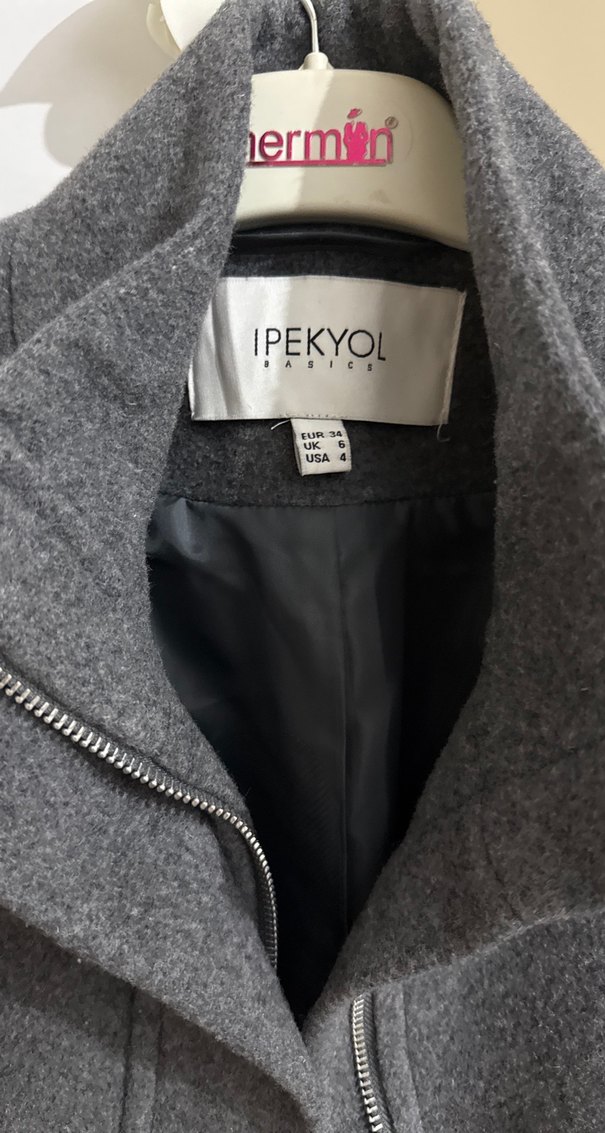 Gri Düz Kışlık Kadın Kaban - Görsel 3