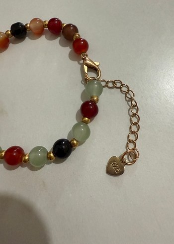 Çok Renkli Boncuklu kehribar gümüş bebek bilekliği - Görsel 4