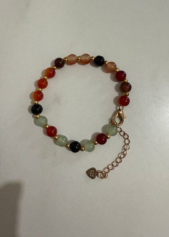 Çok Renkli Boncuklu kehribar gümüş bebek bilekliği - Görsel 2