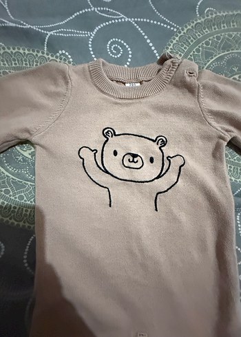 Kahverengi Örme Erkek Bebek Tulum - Görsel 3