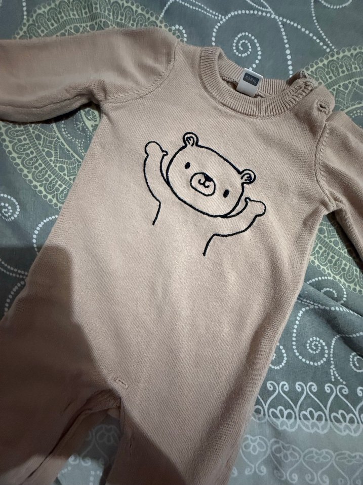 Kahverengi Örme Erkek Bebek Tulum - Görsel 2