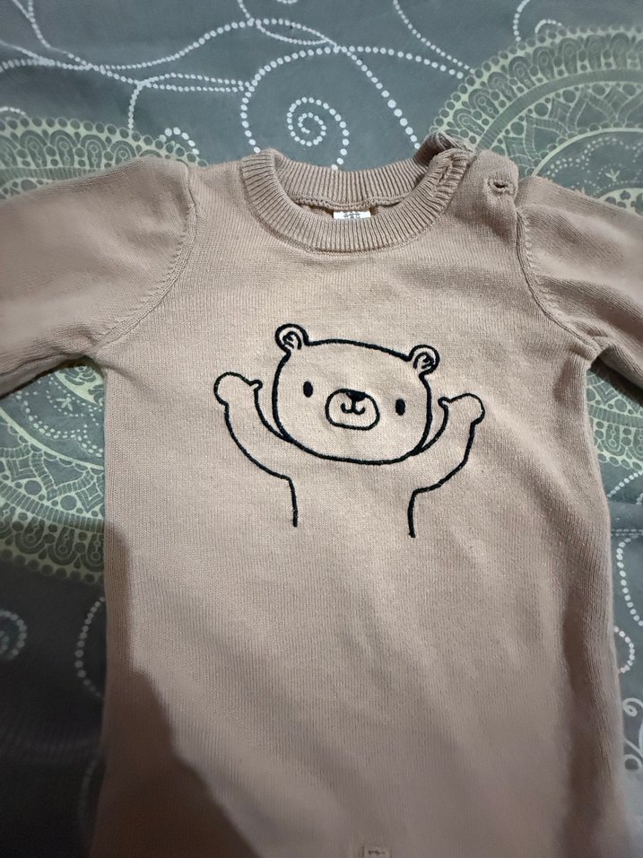 Kahverengi Örme Erkek Bebek Tulum - Görsel 3