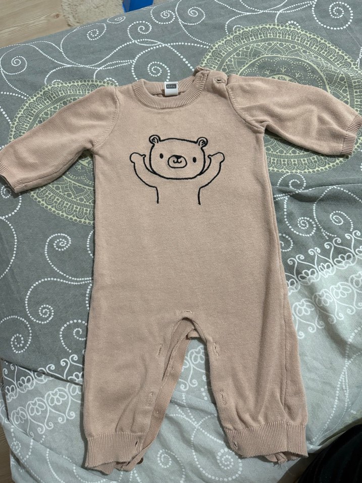 Kahverengi Örme Erkek Bebek Tulum - Görsel 4