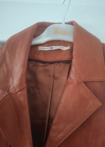 Düğmeli Bej Deri Kadın Ceket - Görsel 3