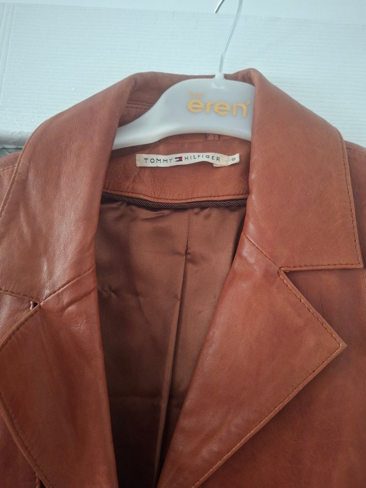 Düğmeli Bej Deri Kadın Ceket - Görsel 3