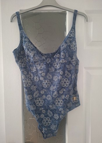 Düğmeli Mavi Bohem Kadın Mayo - Görsel 2