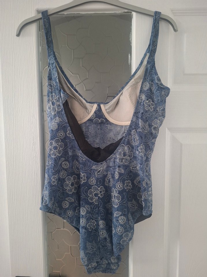 Düğmeli Mavi Bohem Kadın Mayo - Görsel 3