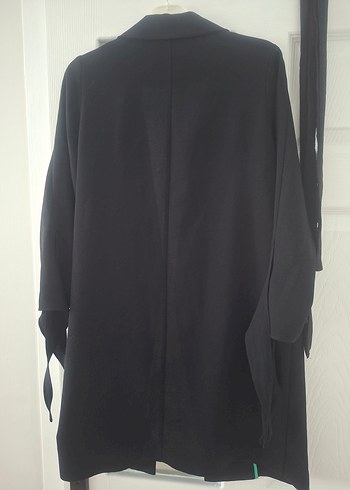 Siyah Midi Hamile Kaban Notch Yaka - Görsel 4