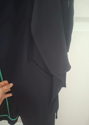 Siyah Midi Hamile Kaban Notch Yaka - Görsel 6