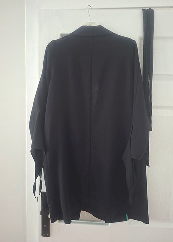 Siyah Midi Hamile Kaban Notch Yaka - Görsel 5